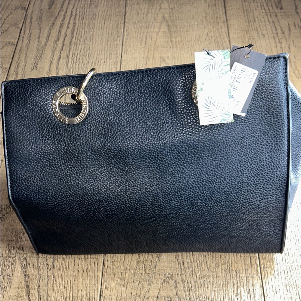 Stylish Black Textured Tote Bag